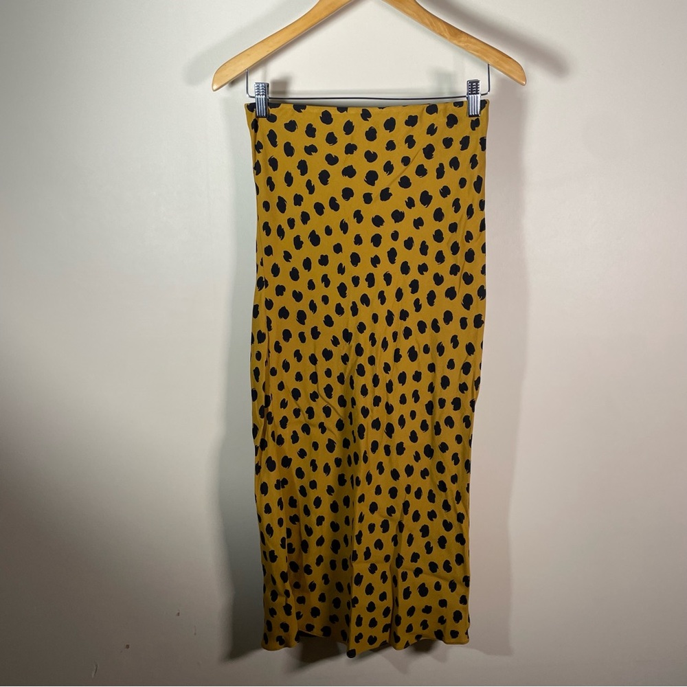 Madewell Brown Midi Skirt with Black Spot Print - Picture 3 of 10